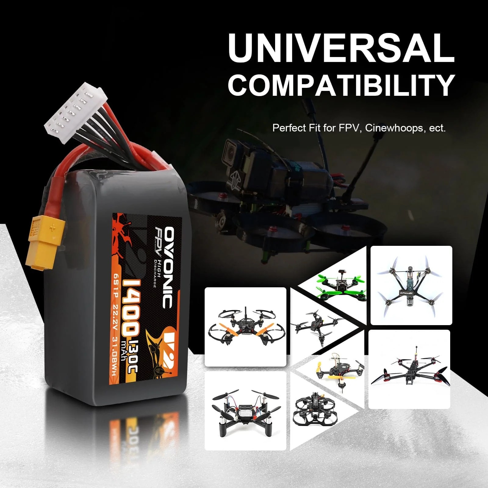 Ovonic 6S 1400mAh 130C 리튬폴리머 배 - Drone Backpack 리뷰 및 가격