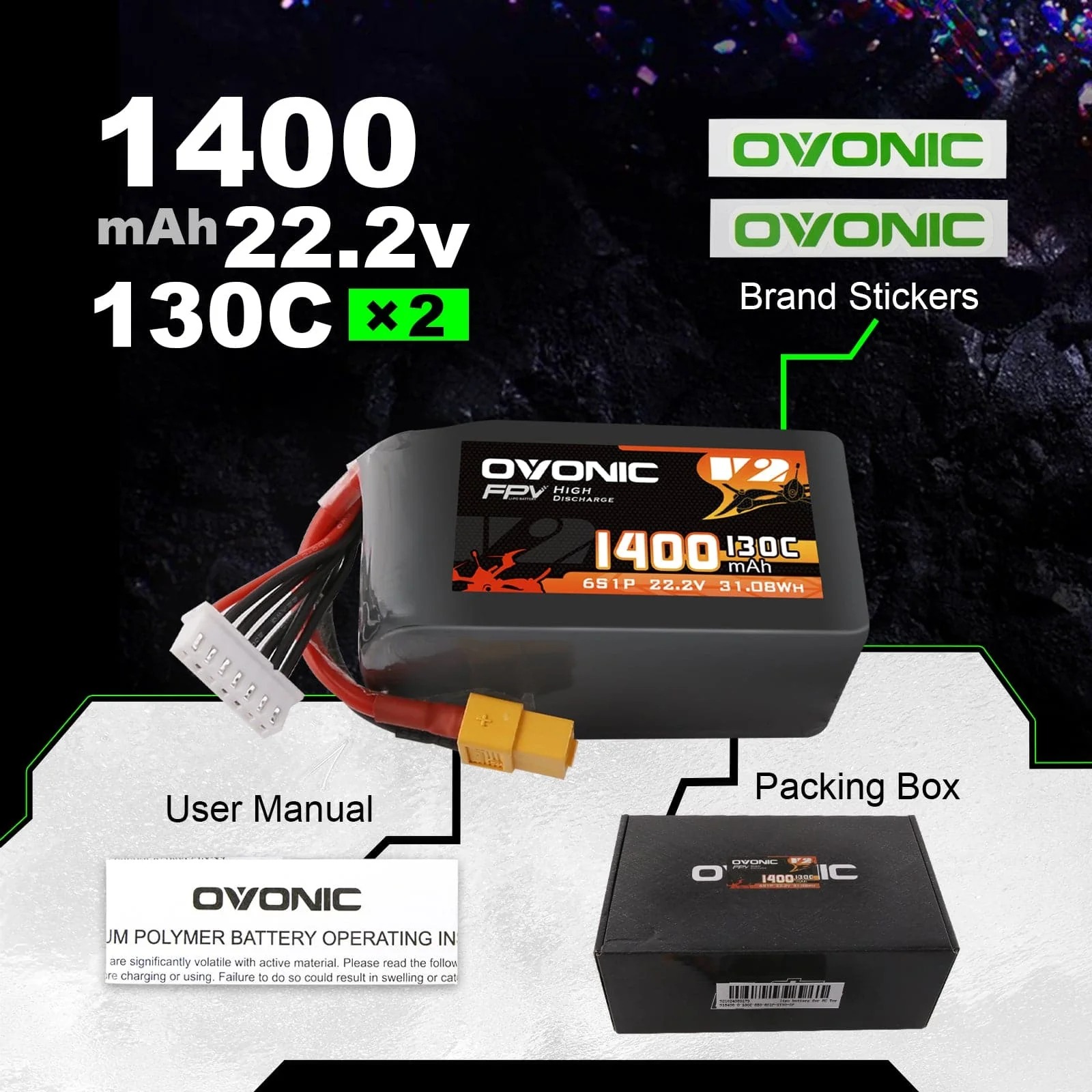 Ovonic 6S 1400mAh 130C 리튬폴리머 배 - Drone Backpack 리뷰 및 가격